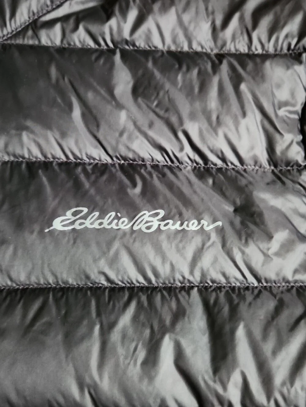 Eddie Bauer, Mens Black Hooded Down Puffer Jacket, Sz Medium - Picture 2 of 14